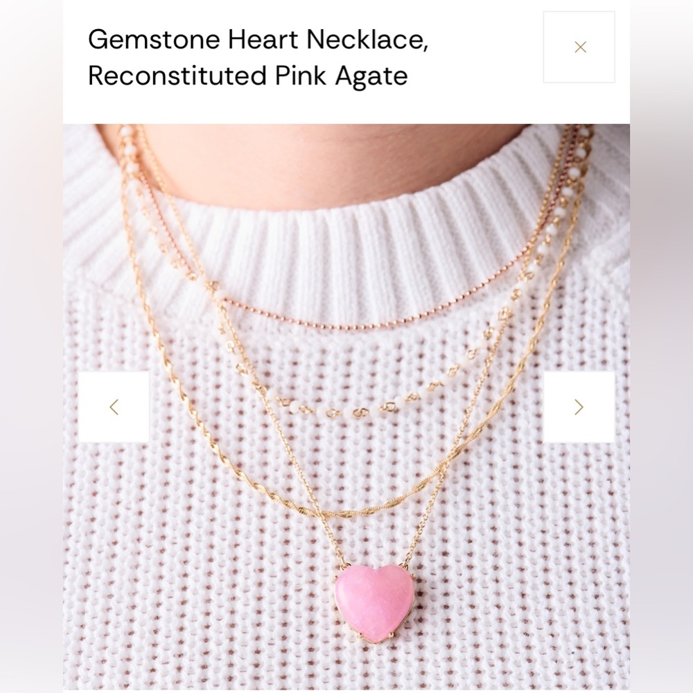 Alex and Ani Gemstone Heart Necklace, Reconstituted Pink Agate - Picture 3 of 4